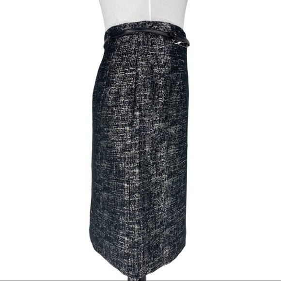 Tahari ASL Women's NWT Black Silver Doris-D Straight Belted Career Skirt 4/W28 - Picture 5 of 9